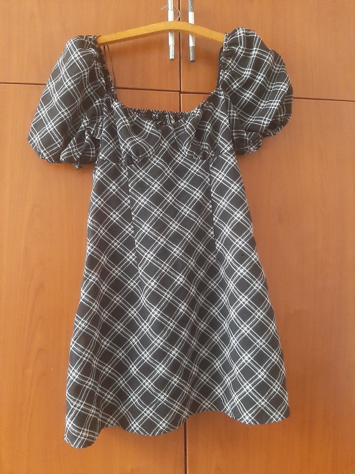 H&M Siyah Ekoseli Midi Kadın Elbise - Görsel 2