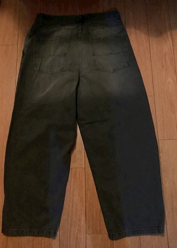 siyah Bol Kesim Midi Kot Pantolon - Görsel 6