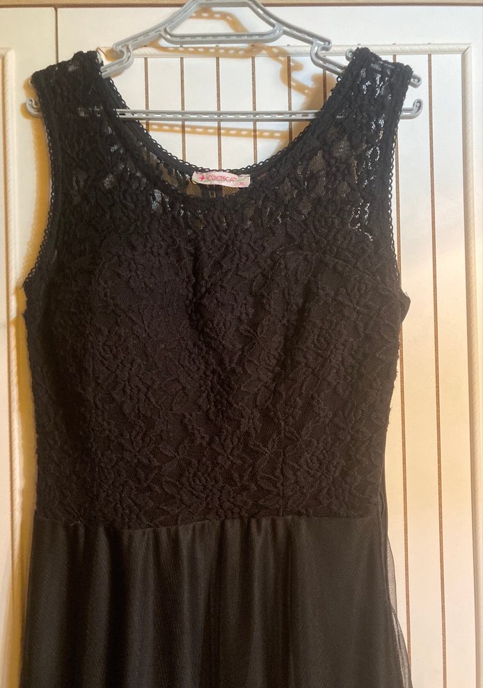 Dantelli Siyah Uzun Abiye Elbise - Görsel 2