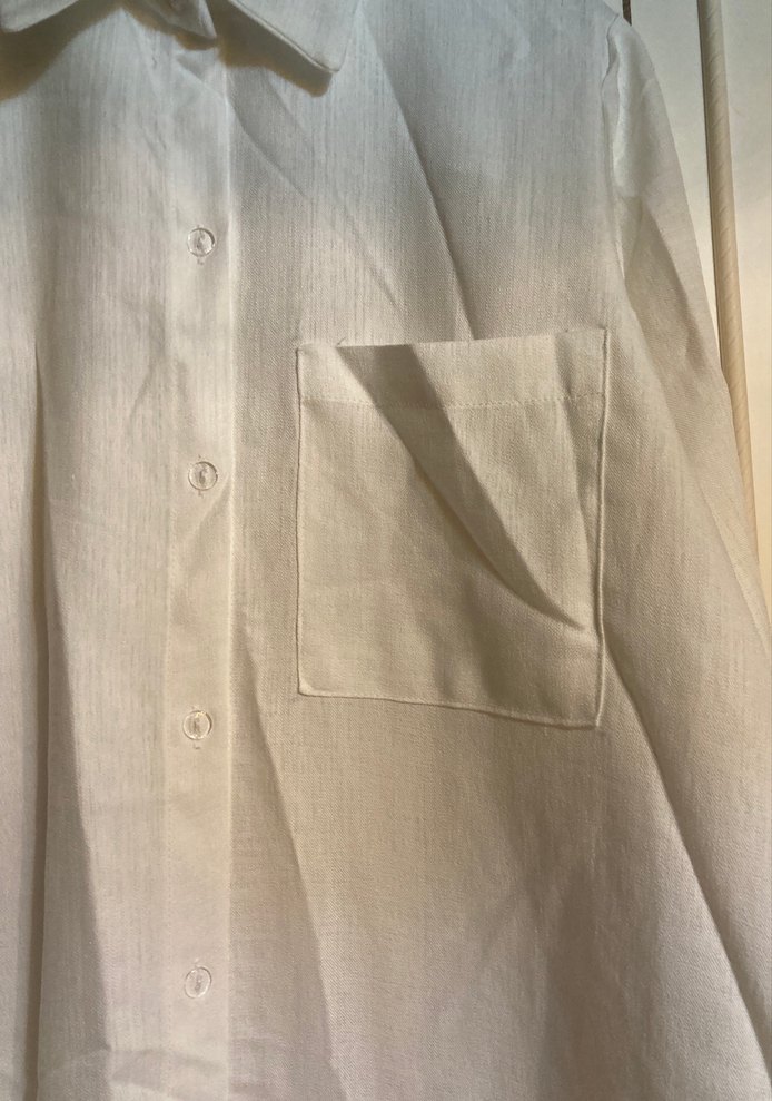 Beyaz Keten Uzun Kollu Midi Gömlek - Görsel 4