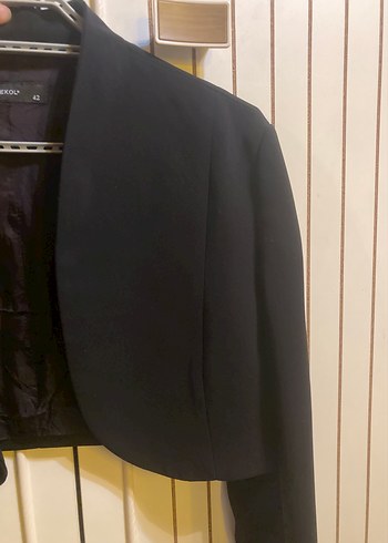 Düğmeli Siyah Midi Kadın Blazer - Görsel 3