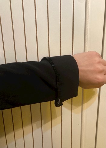 Düğmeli Siyah Midi Kadın Blazer - Görsel 6