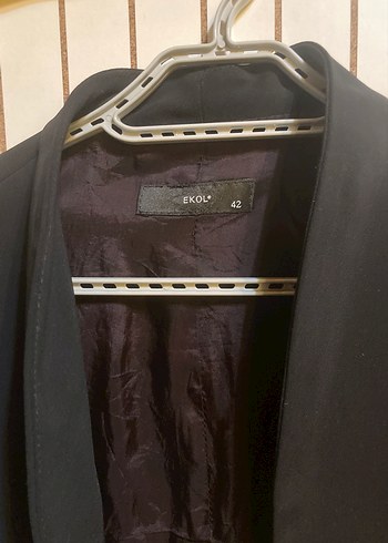 Düğmeli Siyah Midi Kadın Blazer - Görsel 2