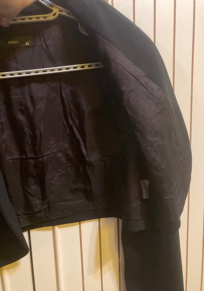 Düğmeli Siyah Midi Kadın Blazer - Görsel 4