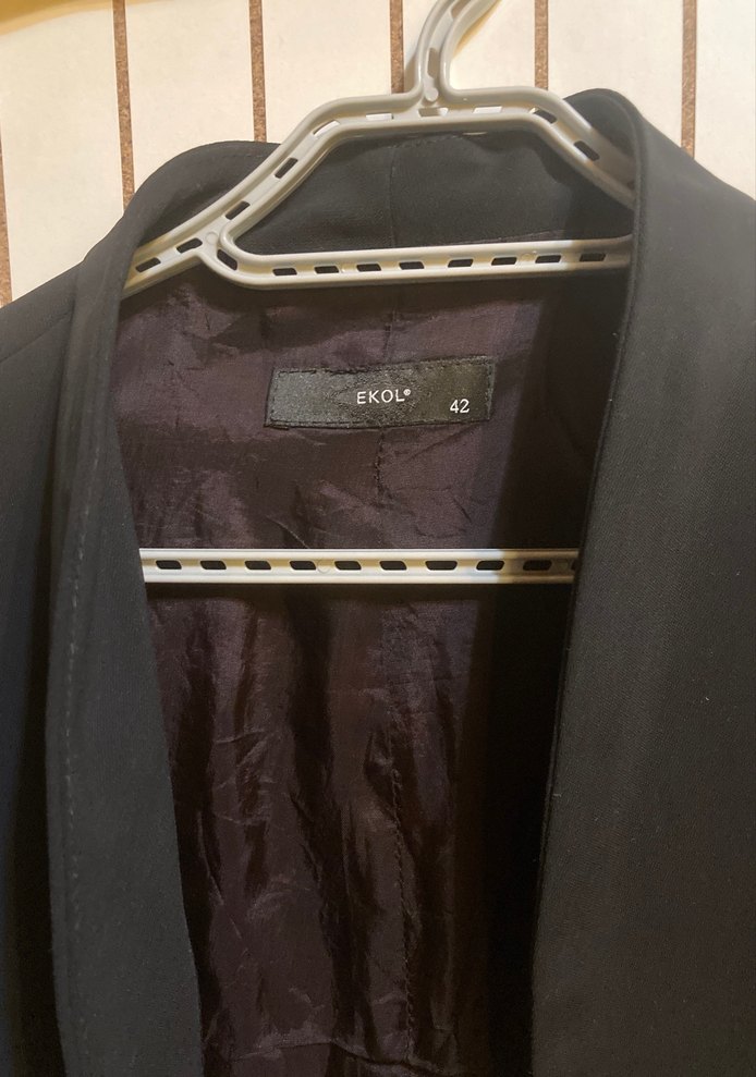 Düğmeli Siyah Midi Kadın Blazer - Görsel 2