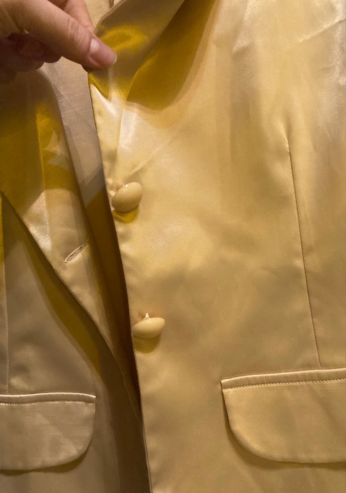 Saten Görünümlü Altın Rengi Kadın Blazer Ceket - Görsel 4