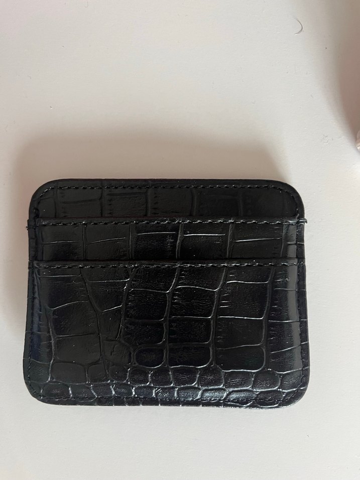 Koyu Siyah Yılan Desenli Deri Kadın Cüzdan - Görsel 3