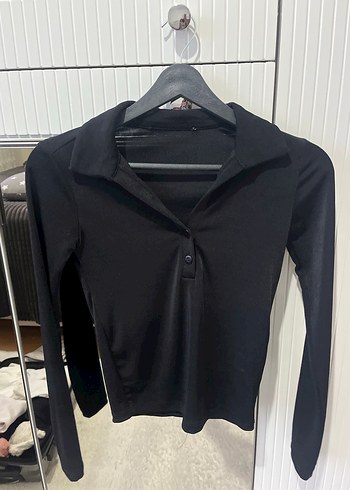 Düğmeli Siyah Uzun Kollu Kadın Gömlek - Görsel 2