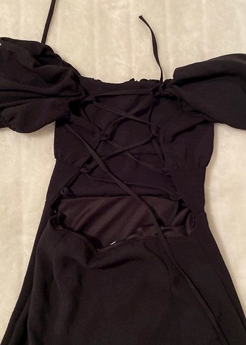 Siyah V Yaka Midi Gotik Elbise - Görsel 2