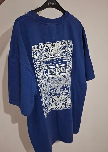 Mavi Baskılı Oversize Erkek Tişört - Görsel 2