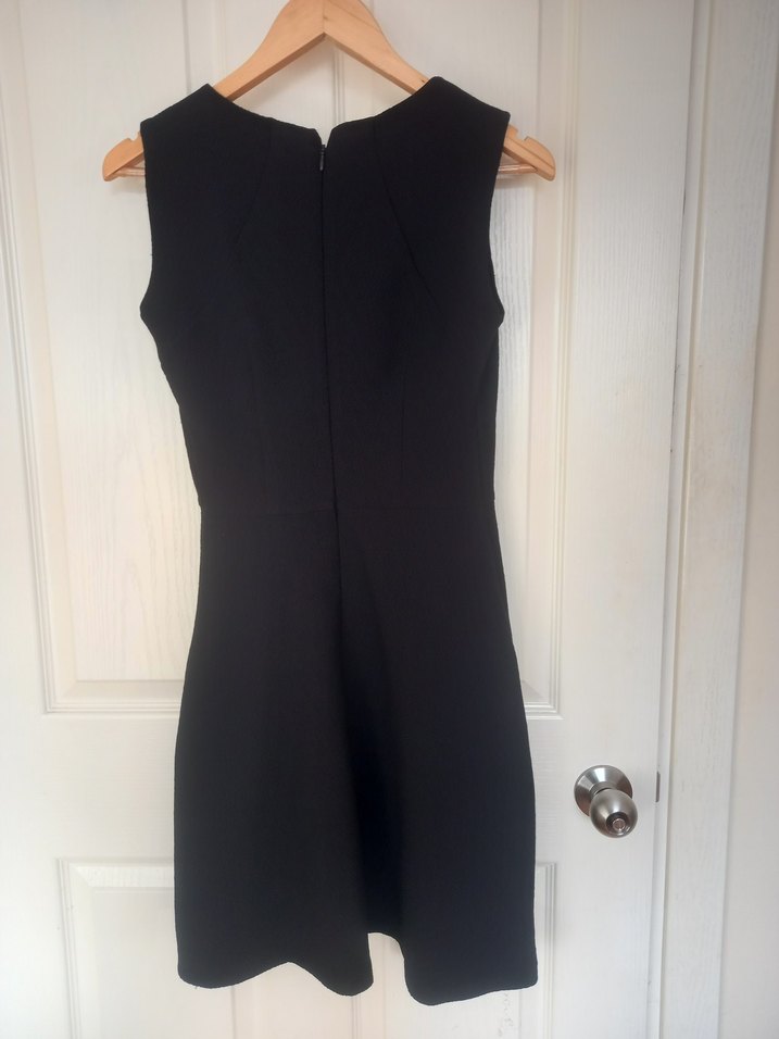 Siyah V Yakalı Midi Elbise - Görsel 2