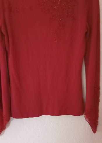 40 Beden bordo Renk Nakışlı Bordo bluz