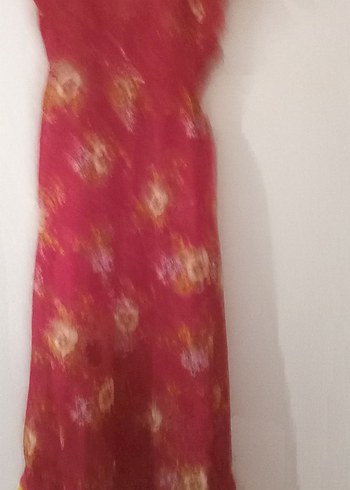 l Beden pembe Renk Pembe Çiçekli Uzun Bohem Elbise