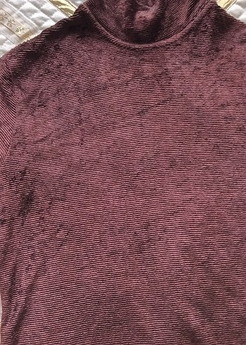 Bordo Bohem Yaka Dik Örgü Kadın Kazak - Görsel 2