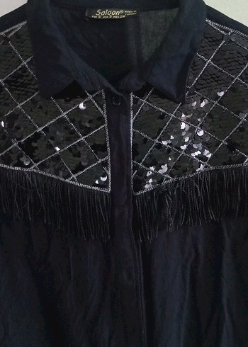 Düğmeli Siyah Gotik Kadın Gömlek - Görsel 2