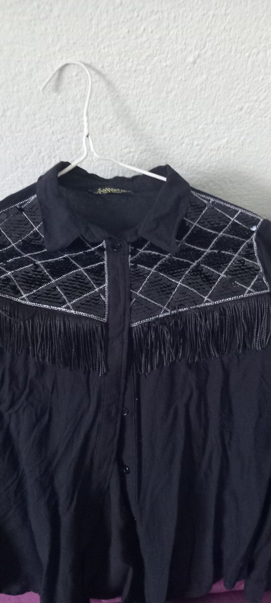 Düğmeli Siyah Gotik Kadın Gömlek - Görsel 4