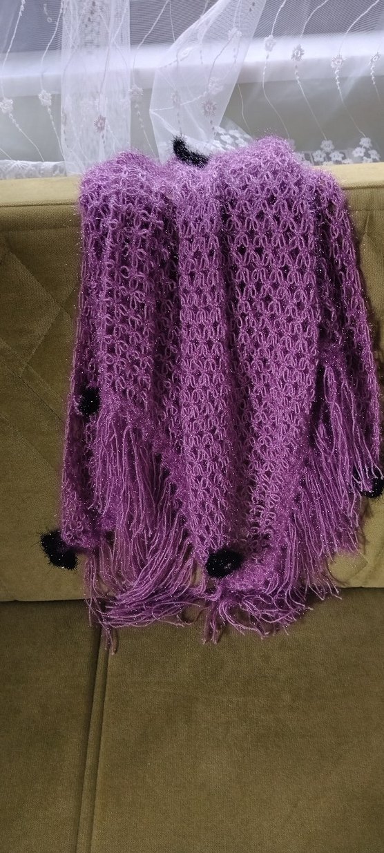 Mor Örgü Bohem Kadın Şal - Görsel 3