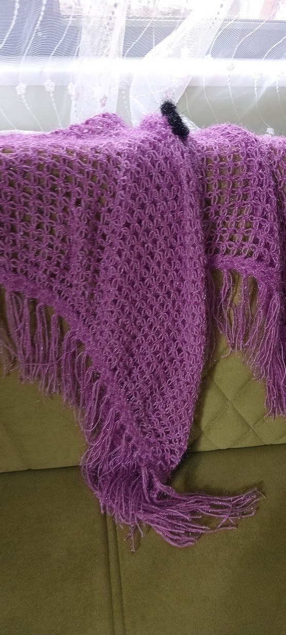 Mor Örgü Bohem Kadın Şal - Görsel 5