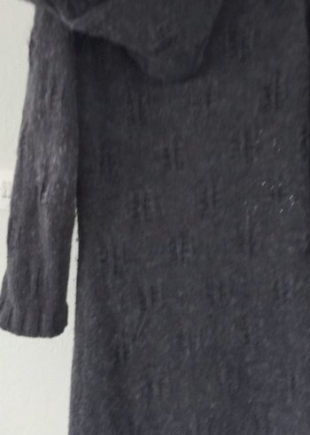 Gri Uzun Triko Kadın Hırka - Görsel 4