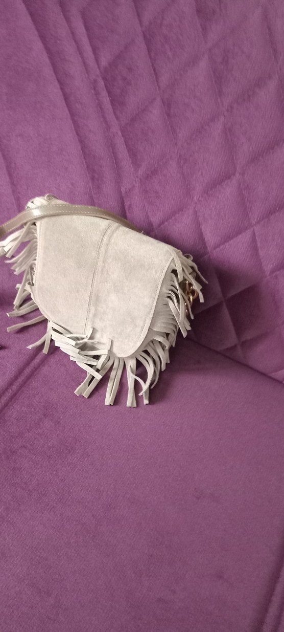 Püsküllü Gri Süet Bohem Kadın Çanta - Görsel 2