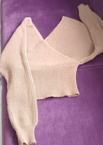 Bej Kadın Triko Omuz Detaylı Kazak - Görsel 4