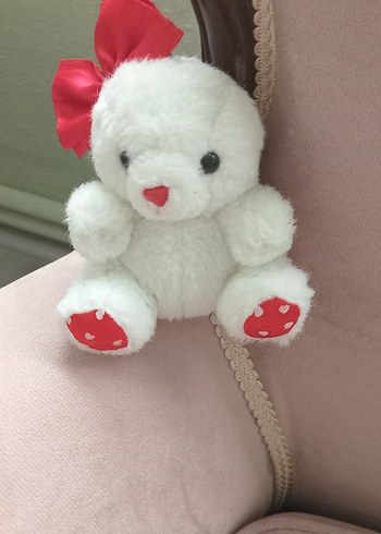 Kırmızı Fiyonklu Beyaz Peluş Ayıcık - Görsel 4