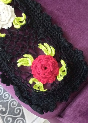 Çiçek Desenli Kadın Örgü Şal - Görsel 3