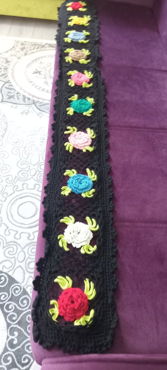 Çiçek Desenli Kadın Örgü Şal - Görsel 2