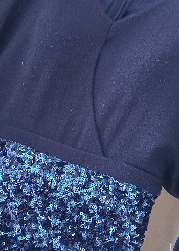 Koyu Mavi Drapeli Uzun Abiye Elbise - Görsel 6