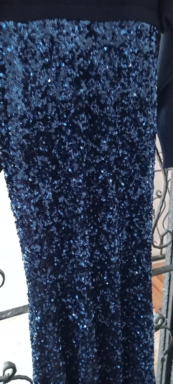 Koyu Mavi Drapeli Uzun Abiye Elbise - Görsel 3