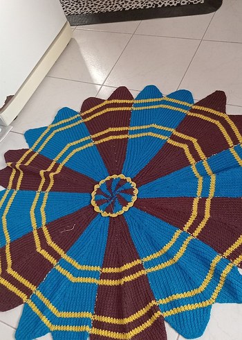 Renkli Örgü paspas 107 cm - Görsel 2