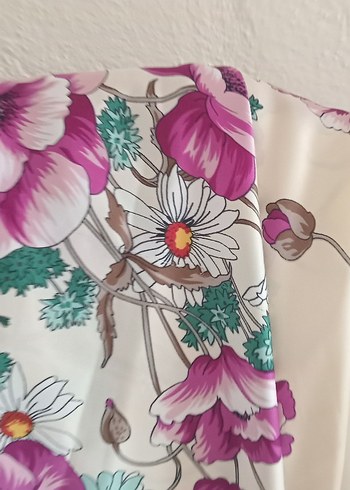 Pembe Bohem Çiçek Desenli Kadın Fular - Görsel 4