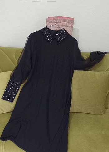 Parlak İşlemeli Siyah elbise - Görsel 4