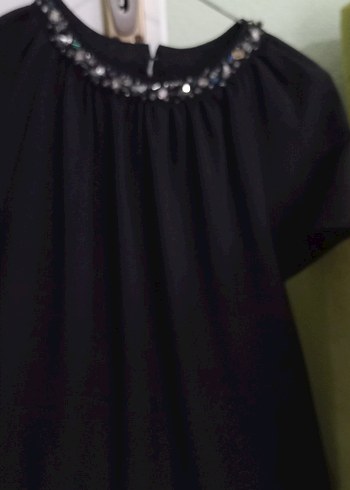 Kız Çocuk Siyah Salaş Kısa Kollu elbise - Görsel 3