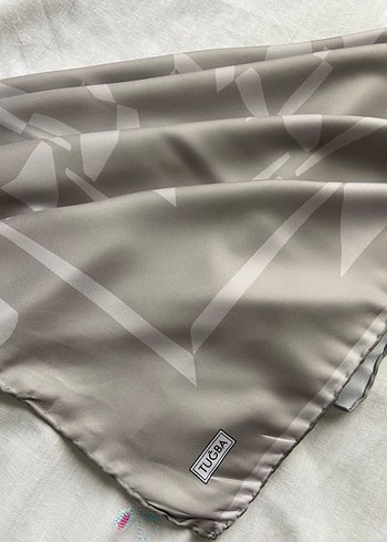Bej Gri Desenli Modern 2 Adet Kadın Tuğba Twill Eşarp - Görsel 9