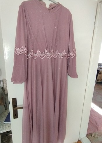 Pembe Vintage Uzun Kadın Abiye Elbise - Görsel 2