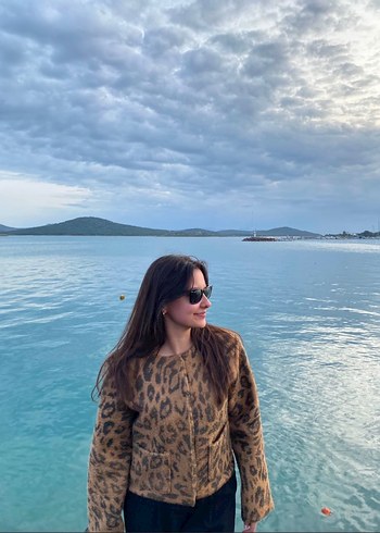 Kahverengi Leopar Desenli Kadın Ceket - Görsel 2