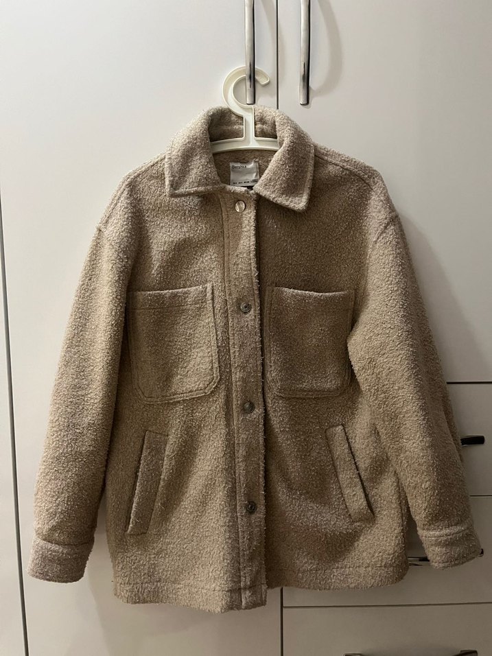 Düğmeli Bej Midi Kadın Ceket - Görsel 2