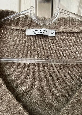 Bej Örgü V Yaka Midi Hırka - Görsel 4