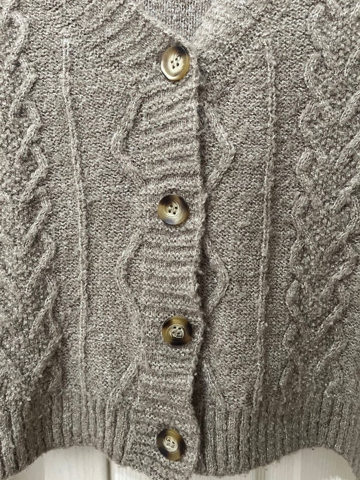 Bej Örgü V Yaka Midi Hırka - Görsel 2