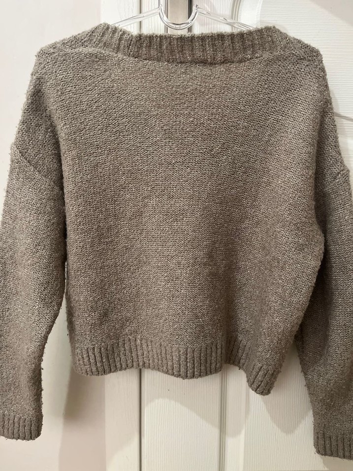 Bej Örgü V Yaka Midi Hırka - Görsel 5