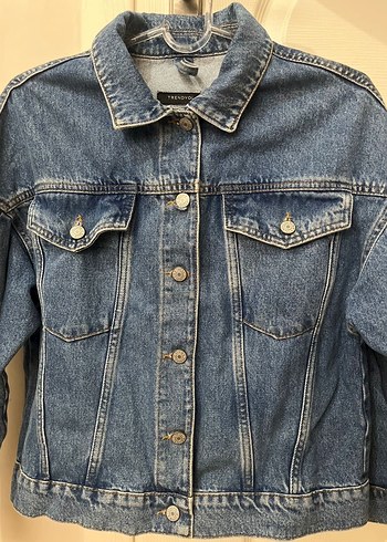 Düğmeli Mavi Kadın Denim Ceket - Görsel 2