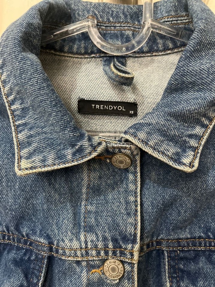 Düğmeli Mavi Kadın Denim Ceket - Görsel 5