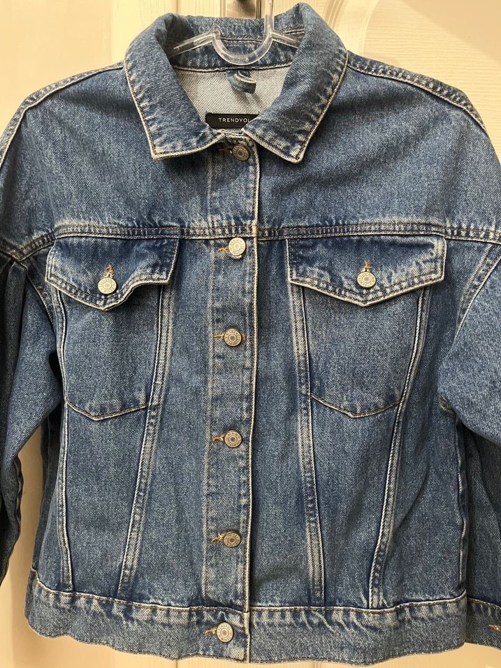 Düğmeli Mavi Kadın Denim Ceket - Görsel 2