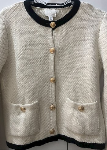 Düğmeli krem Kadın Hırka - Görsel 4