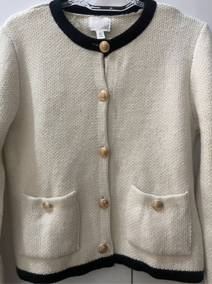 Düğmeli krem Kadın Hırka - Görsel 4