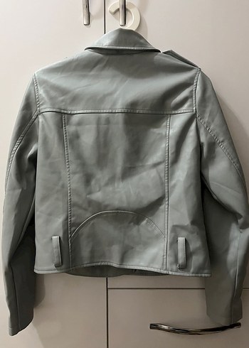 Su Yeşili Deri Kadın Ceket - Görsel 5