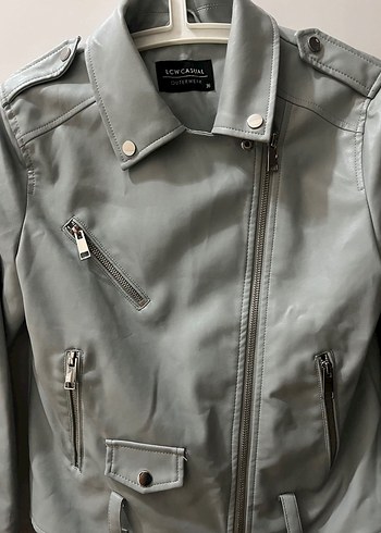 Su Yeşili Deri Kadın Ceket - Görsel 4