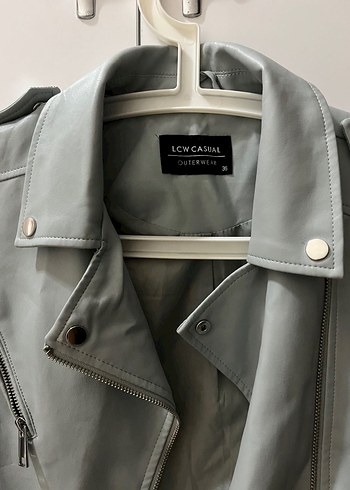 Su Yeşili Deri Kadın Ceket - Görsel 2