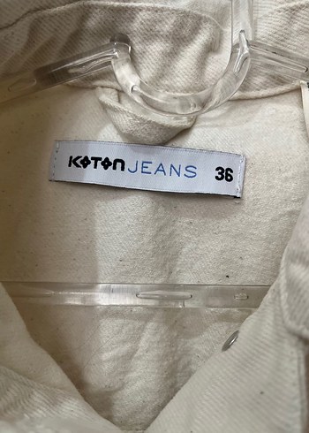 Düğmeli Krem Kadın Kot Ceketi - Görsel 4